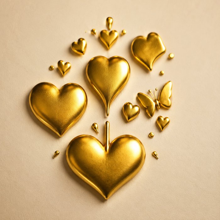 Gold hearts representing A Mother's Love