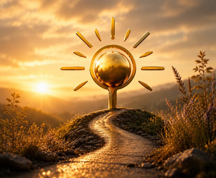 Golden sun on a path representing Walking the Mind Field of Truth