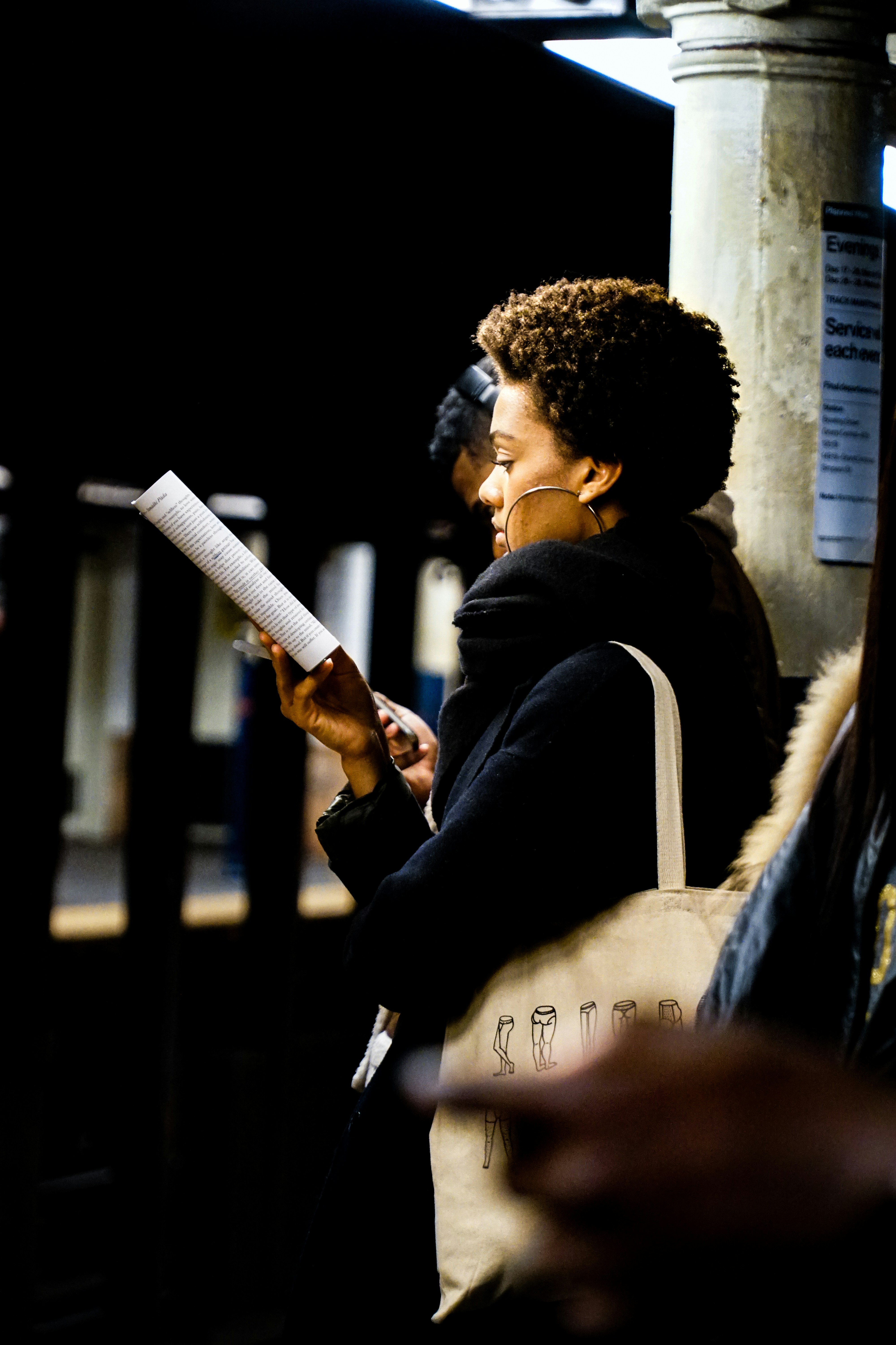 Woman absorbed in reading