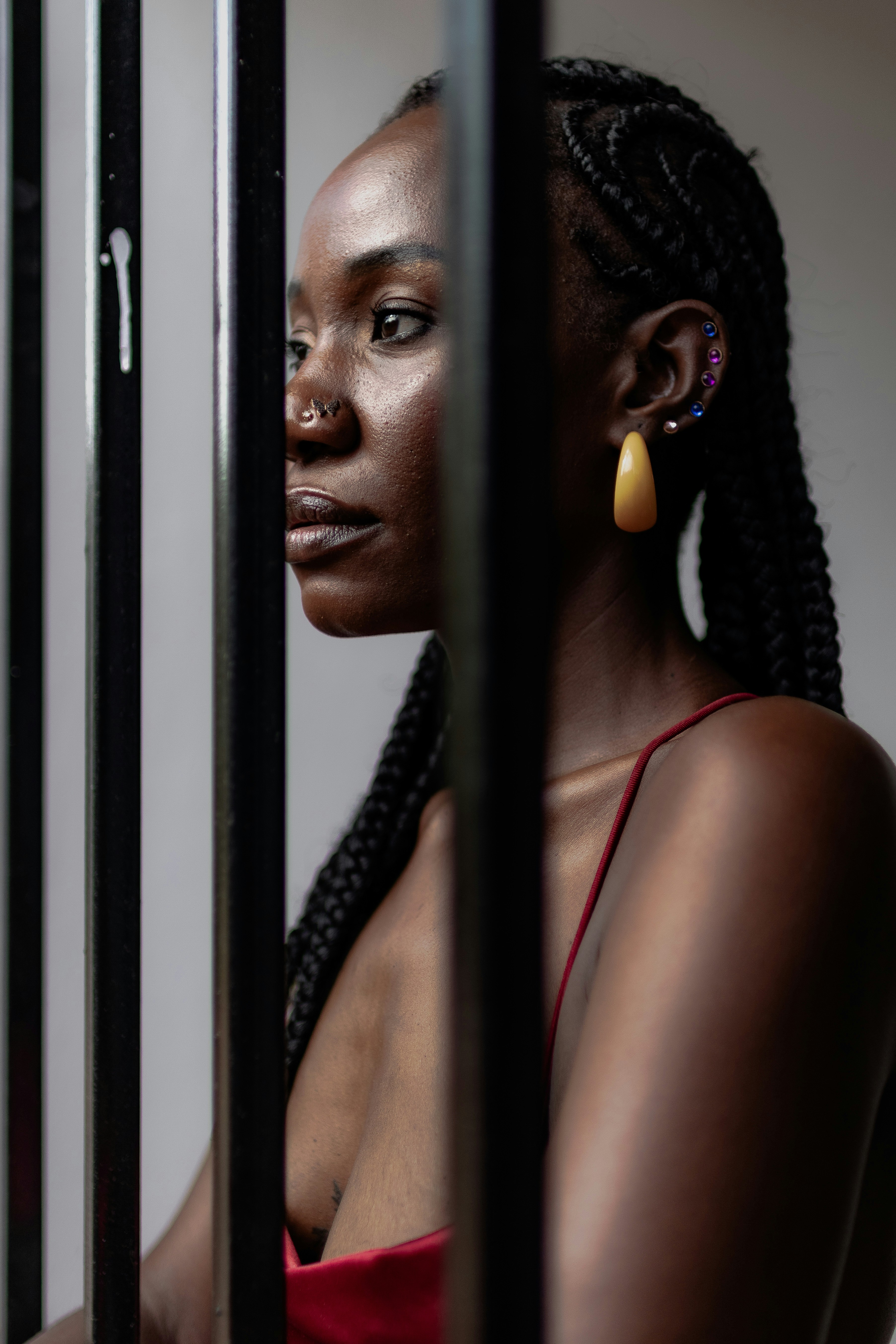 Person behind bars feeling trapped